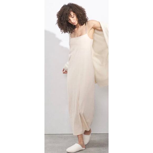 RAEY Square-Neck Cotton-Blend Jersey Maxi Slip Dress in Ivory. NWT. Size 8 US - Picture 1 of 10